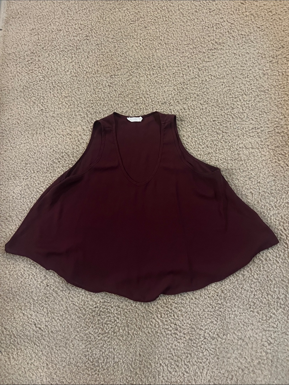 Juniors Lush Scoop Neck Swing Tank in Burgundy